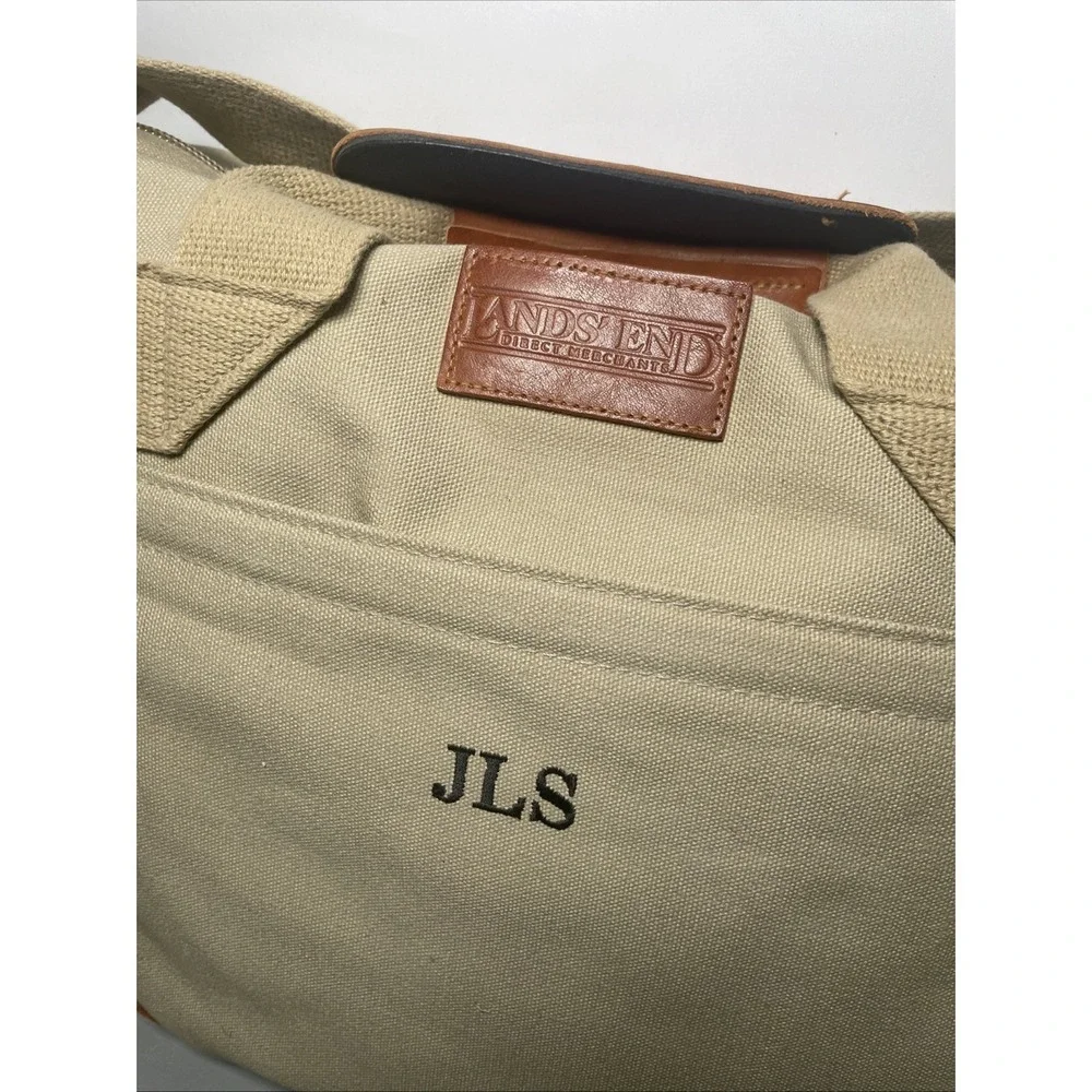 Vintage Lands End Canvas Leather Duffle Weekender Bag USA Made